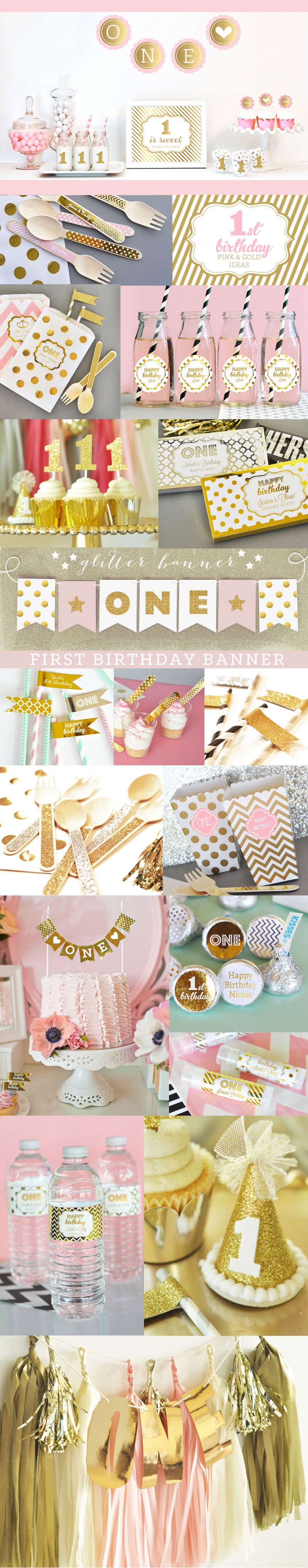 pinkgoldfirstbirthdayideas