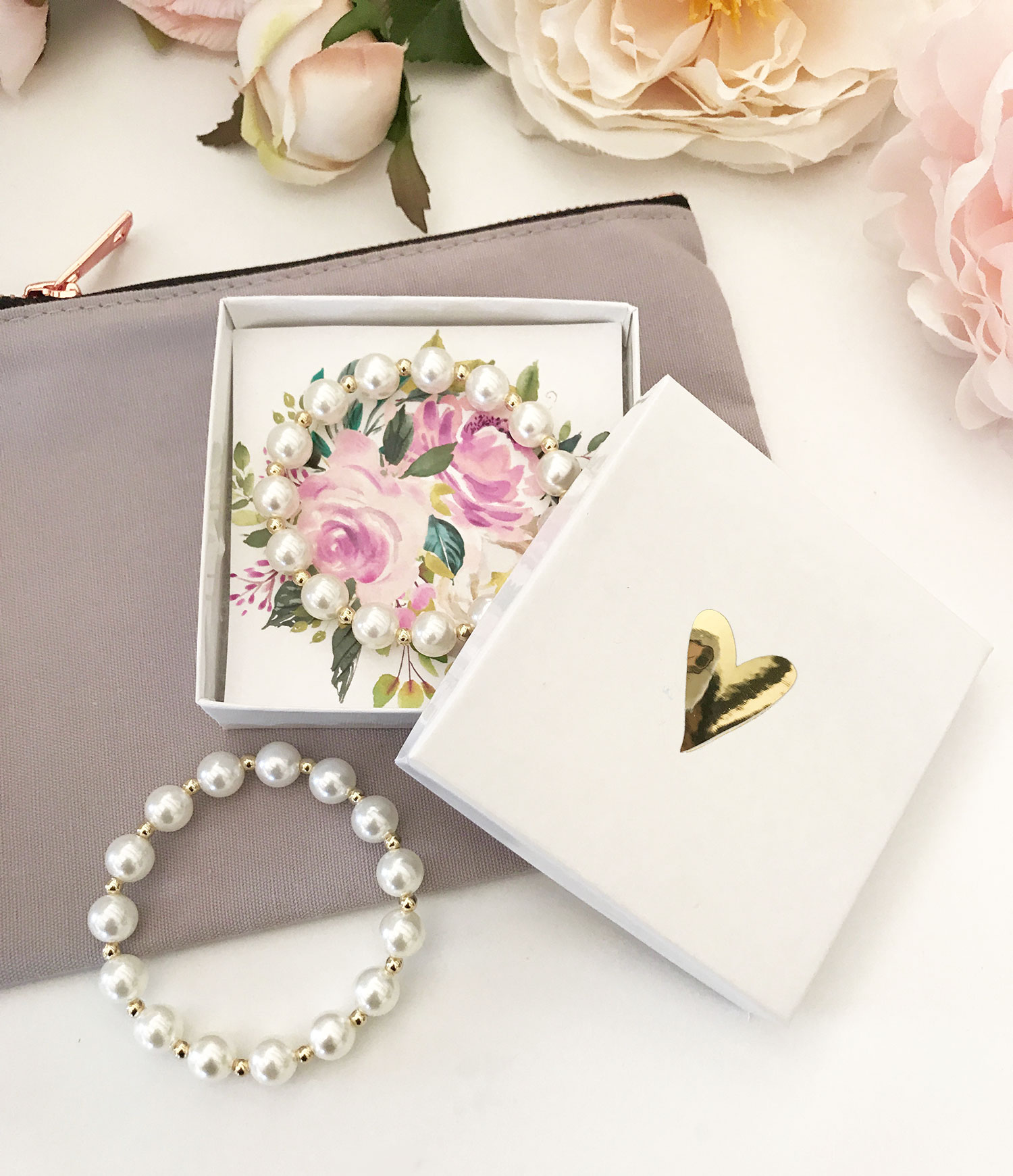 Event Blossom Monogram Charm Pearl Bracelet