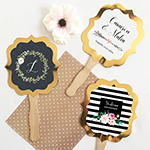 Personalized Floral Garden Gold Paddle Fans