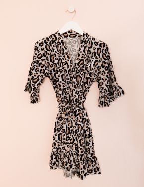 Girls Monogram Leopard Robe