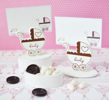 Baby Carriage Place Card Favor Boxes with Designer Place Cards (set of 12)