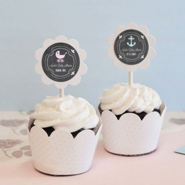 Chalkboard Baby Shower Cupcake Wrappers & Cupcake Toppers (Set of 24)