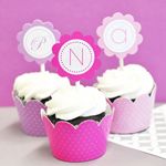 Monogram Cupcake Wrappers & Cupcake Toppers (Set of 24)
