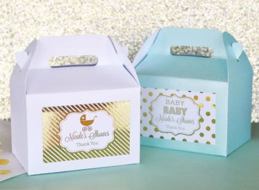 Personalized Metallic Foil Mini Gable Boxes (set of 12) - Baby