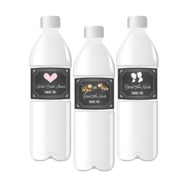 Chalkboard Wedding Personalized Water Bottle Labels