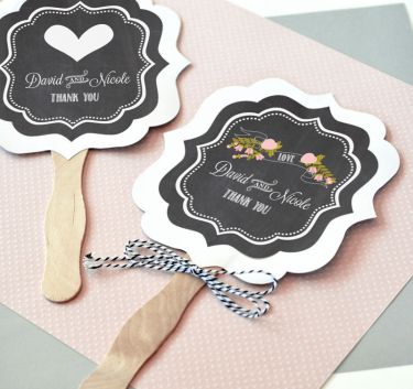 Personalized Chalkboard Wedding Paddle Fans