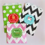 Personalized Winter Chevron & Dots Goodie Bags (set of 12)