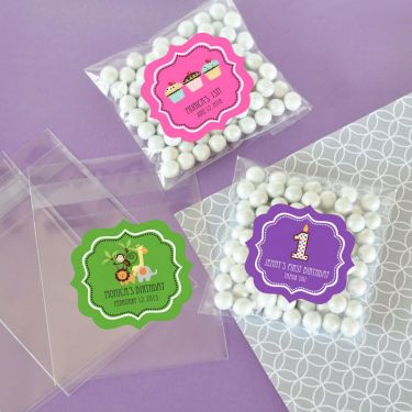 Personalized MOD Kid's Birthday Clear Candy Bags (Set of 24)