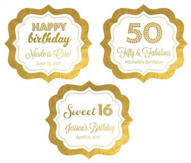 Personalized Metallic Foil Frame Labels - Birthday