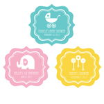 MOD Baby Shower Silhouette Frame Personalized Labels