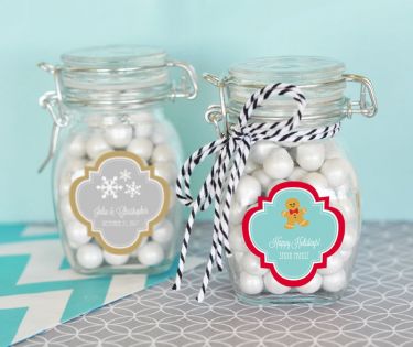 Personalized Winter Glass Jar with Swing Top Lid - SMALL
