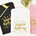 "Happy Birthday" Gold Foil Candy Buffet Bags (set of 12)