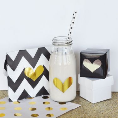 DIY Gold & Silver Foil Heart Stickers (Set of 24)