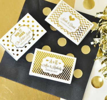 Metallic Foil Personalized Wedding Match Boxes (set of 50)
