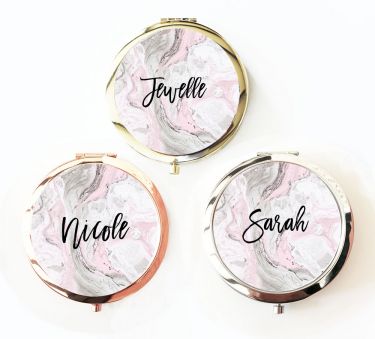 Personalized Pink Marble Compacts
