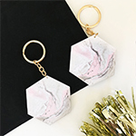 Blank Geometric Pink Marble Keychains