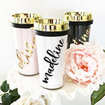 Personalized Travel Tumblers - Gold Lid
