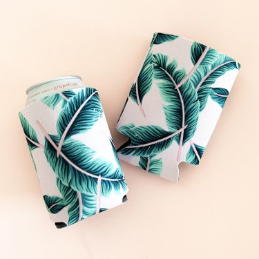 Wedding Can Coolers, Slim | Tropical Palm