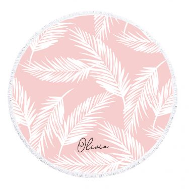 Personalized Tropical Pink Round Towel