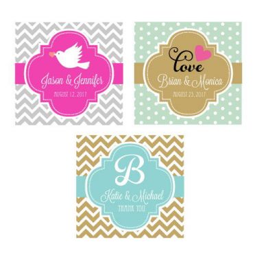 Personalized Theme 2" Square Favor Labels & Tags
