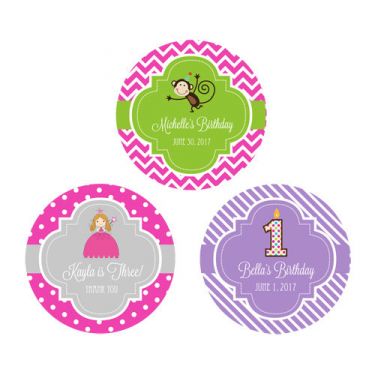 Personalized Kid's Birthday Round Favor Labels