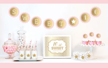 Gold & Glitter Sweet Sixteen Party Kit